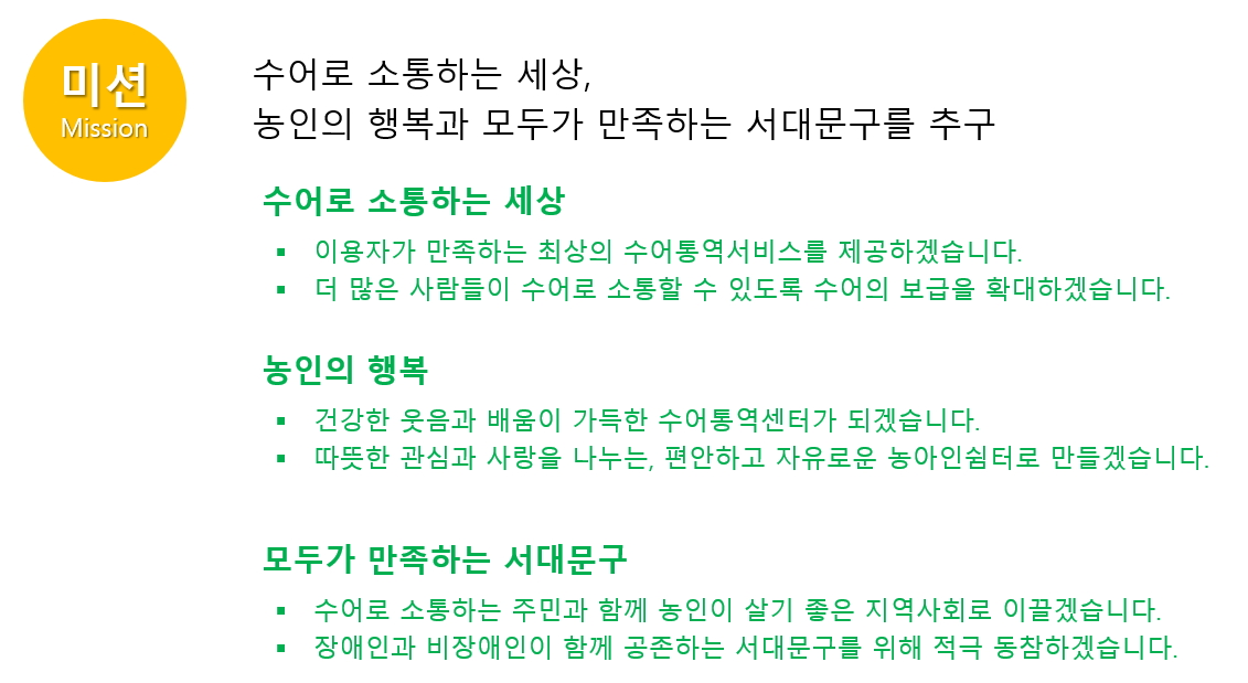 서대문구수어통역센터의 미션입니다