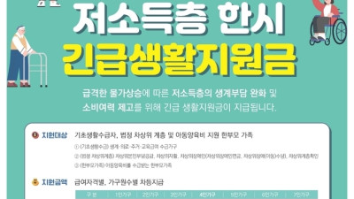 수급자, 차상위계층, 한부모가정에 긴급생활지원금 지급..